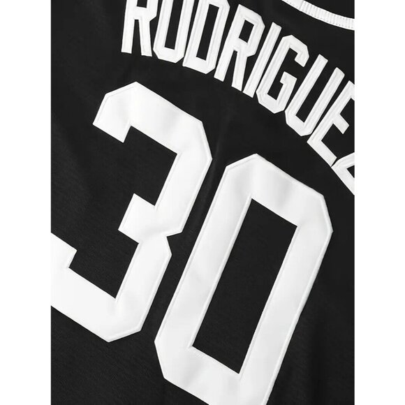 Sandlot Baseball Jersey Benny The Jet Rodriguez #30 Black Stitched - Picture 4 of 6